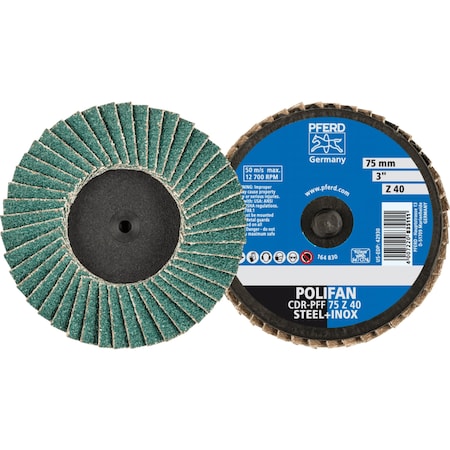 Pferd 3'' POLIFAN Mini Flap Disc - Flat - Zirconia - 40 Grit 42930