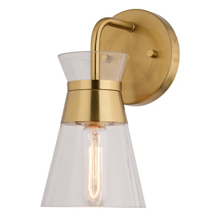 Vaxcel Harper 5 in W 1-Light Gold Brass Mid-Century Modern Bathroom Vanity Light Wall Fixture W0472R