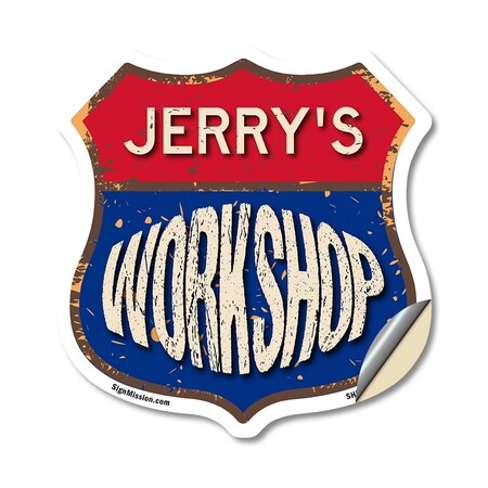 Signmission Jerry's Workshop, 12 Inch X 12 Inch, Vinyl Decal SHI-D-12-489-JERRY