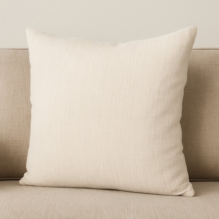 Homeroots 22" Cream Linen Throw Pillow Cover with Texture 608218