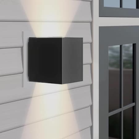 Leeki Outdoor Wall Light Cube, Black, 12W LKI-1058