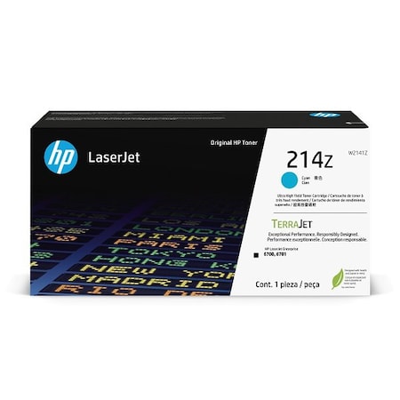 Hp 214Z (W2141Z) Cyan Original LaserJet Toner Crtg (26,000 Yield) W2141Z