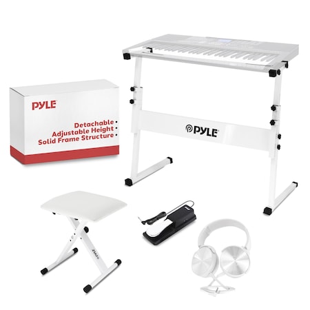 Pyle Heavy-Duty Electric Keyboard Accessories, E Piano Equipment Pack Includes Height Adjustable Z Shape PKST20SW