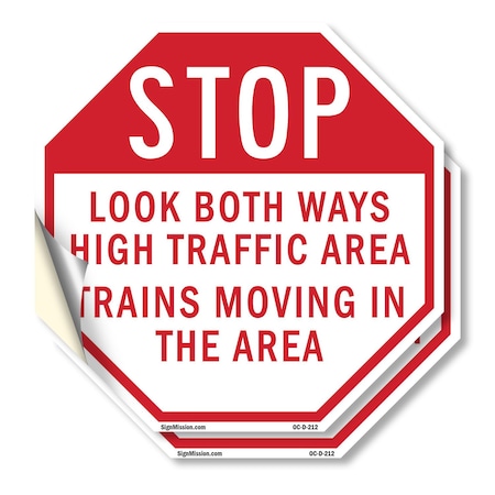Signmission Stop Look Both Ways High Traffic Ar, 18 inch X 18 inch, Vinyl Decal, 2PK OC-D-2PACK-18-212