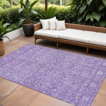 Homeroots 8' X 10' Plum And Lavender Floral Washable Indoor Outdoor Area Rug 604680