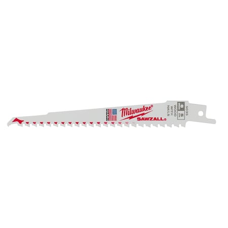 Milwaukee Tool Reciprocating Saw Blade, 6 in x 5 TPI 48-01-7035
