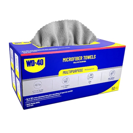 Wd-40 Extra Absorbent Microfiber Towel - Gray Color, 50PK L40110G