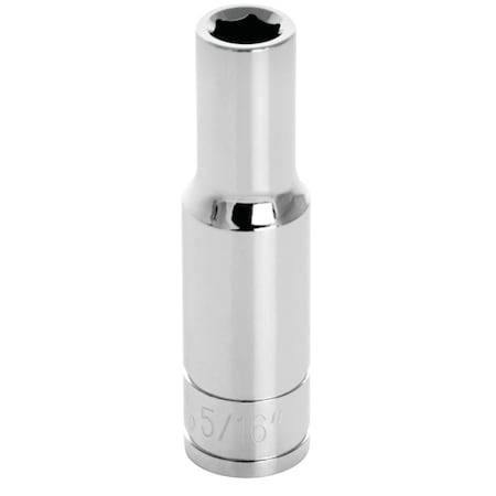 Perform Tool Socket 3/8 In Drive; 5/16 In; Standard; Deep Socket; 6 Point; Polished Nickel Chrome Plated W38310