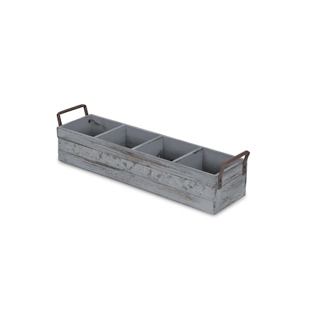 Homeroots 19" Gray Solid Wood And Metal Additional Accessory 487957