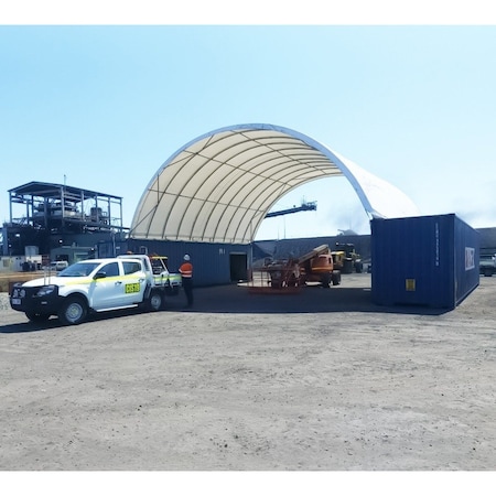 Mytee Products 40 ft(L) x 40 ft(W) 21 Oz PVC Shipping Container Canopy Shelter Roof w/ No End Walls CSB4040