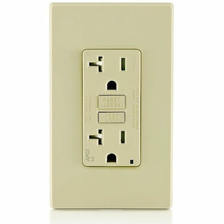 Leviton Straight Blade Receptacle, 5-20R, 20 A, 125V AC, 2 Pole, 3 Wire, Flush Mount, Single, Ivory AFTR2-I