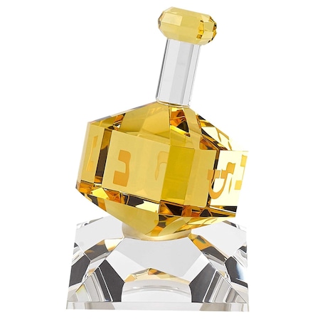 Homeroots 3 Mouth Blown Amber Dreidel On Crystal Stand 376092