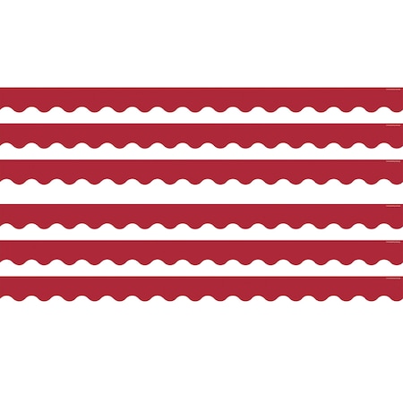 Teacher Created Resources Cranberry Red Scalloped Border Trim, 35 Feet Per Pack, 6PK TCR9242