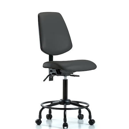 Blue Ridge Ergonomics Medium Bench Chair No Arms, 23" to 31" Height, Vinyl, Charcoal BR-VMBCH-MB-RT-T0-A0-RC-8605