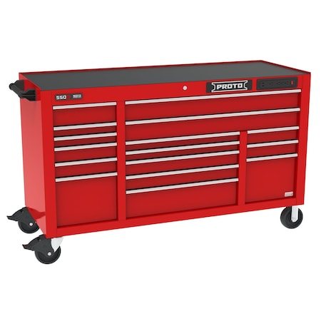 Proto 550 Series Rolling Tool Cabinet, 16 Drawer, Red, 67 in W x 25-1/4 in D x 41 in H J556741B16RDPDP
