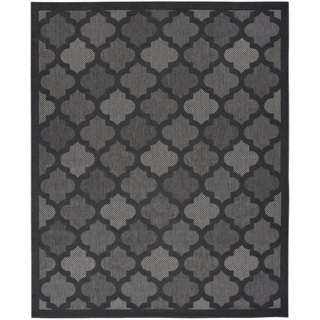 Homeroots 12' X 15' Charcoal And Black Trellis Indoor Outdoor Area Rug 545215