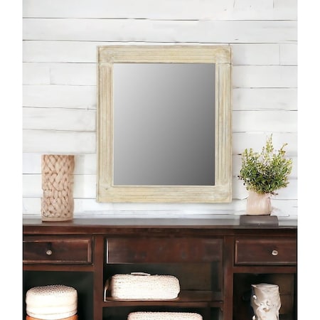 Homeroots 40" White Solid Wood Framed Accent Mirror 521573