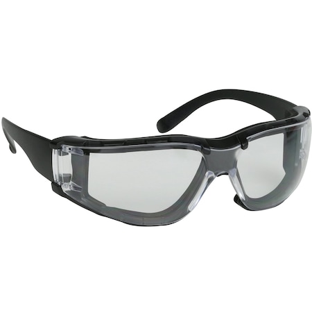 Bouton Optical Rimless Safety Glasses w/Black Temple, Clear Lens, Foam Padding and Anti-Scratch/Anti-Fog Coating 250-00-F020