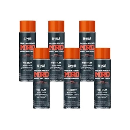 Seymour Midwest MRO Industrial High-Solids Spray Paint, Safety Orange, 16 oz, 6PK 6201451
