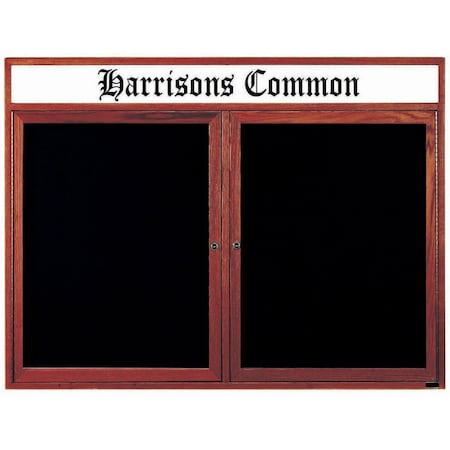 Aarco Enclosed Changeable Letter Board w/ Cherry Stained Red Oak Frame Customizable Header, 48''Hx72''W CDC4872H