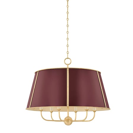 Hudson Valley Lighting Cambridge 6 Light Chandelier in Aged Brass/Soft Crimson by Mark D. Sikes MDS121-AGB/CRN