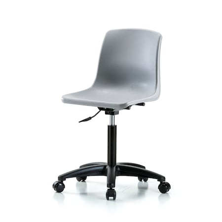 Blue Ridge Ergonomics Polypropylene Shell Chair - Medium Bench Height with Casters in Gray SMBCH-RG-NF-NBC-GRY