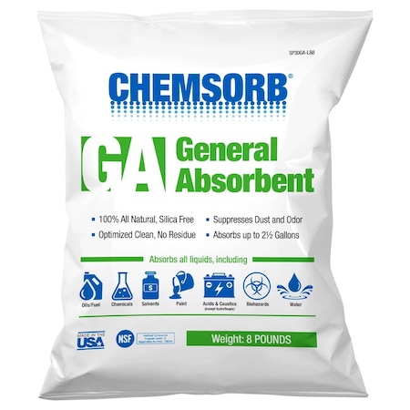Chemsorb Granular Sorbent, Perlite, 2 1/2 gal Volume Absorbed per Pkg., 8 lb lb, Bag, J1 SP30GA-LB8