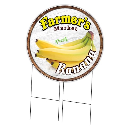 Signmission Farmers Market Banana Double Sided Corrugated Plastic Circle Yard Sign, C-36-CIR-DS-WS-Banana C-36-CIR-DS-WS-Banana