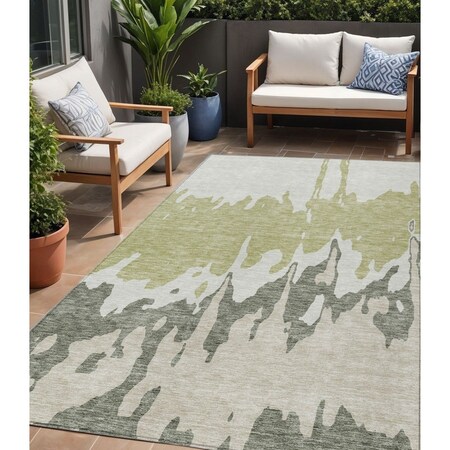 Homeroots 5' X 8' Sage And Ivory Abstract Washable Indoor Outdoor Area Rug 613603