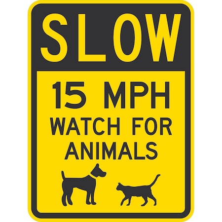 Lyle Slow 15 Mph Watch For Animals (W/Graphic), 18x24, High Intensity Prismatic, Yellow G-10638-HI_18x24