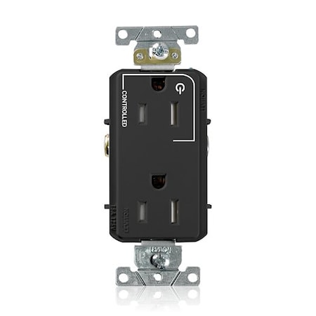 Leviton Dec Plus Dup 15A 125V TR 1Mrk-Ctrl Blk TDR15-S1E