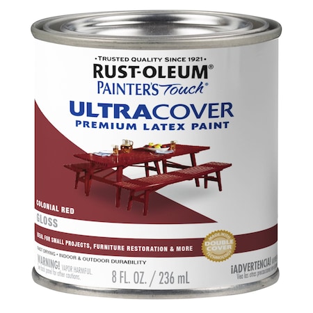 Rust-Oleum Interior/Exterior Paint, Gloss, Colonial Red, Half Pint 1964730