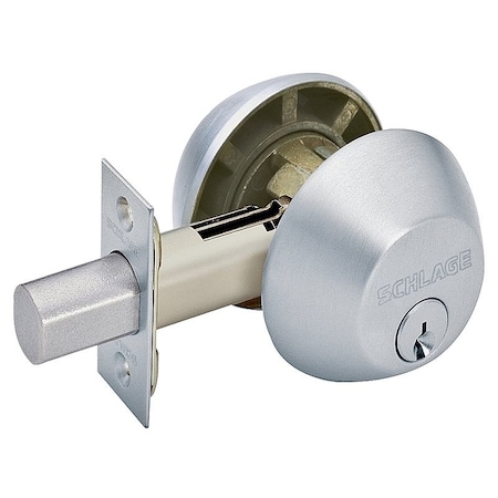 Schlage Entry Deadbolt, 1 Grade, Keyed Alike Key, Metal, Satin Chrome, 238 x 234 in Backset, C B62N626
