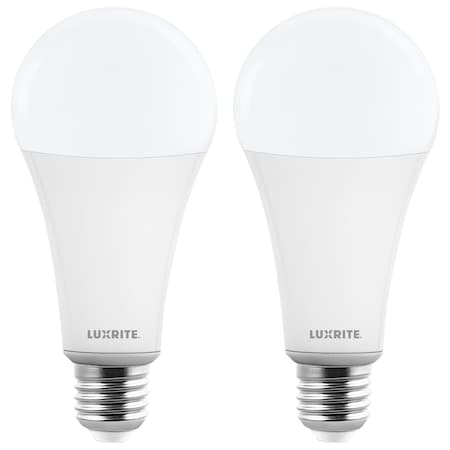 Luxrite A23 LED Light Bulb, E26 Base Bulb, 33 Watts, 4000 Lumens, Dimmable, 3500K Natural White, 2PK LR21457