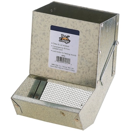 Pet Lodge Small Animal Feeder with Sifter Bottom, Steel, Galvanized, Wire Hook Mounting AF5S