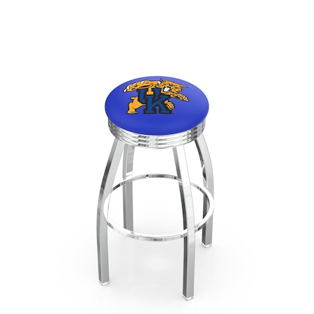 Holland Bar Stool Co 30" Chrome Kentucky "Wildcat" Swivel Bar Stool, Accent Ring L8C3C30UKYCat