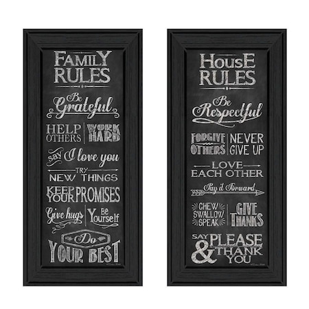 Homeroots Set Of Two Family and House Rules Black Framed Print Wall Art, 2PK 405713