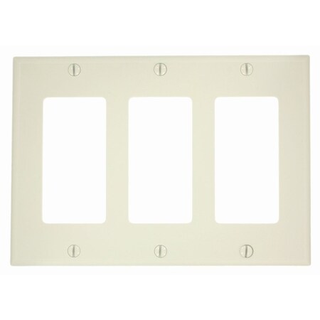 Leviton Decora Wallplate, Standard Size, Gang 3, Light Almond 80411-NT