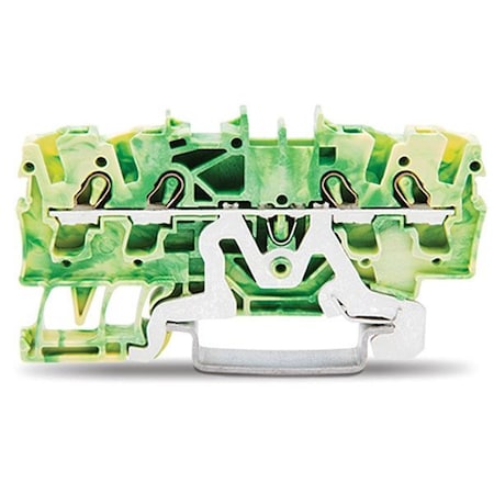 Wago Terminal Block, 2.75" L, Green; Yellow 2002-1407