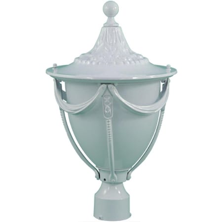 Intense Powder Coated Cast Aluminum Post Top Light Fixture, White - 19 x 11.31 x 11.31 in. IN2939227