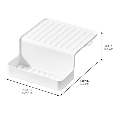 Idesign Double Suction Sink Caddy, 16.5 cm L, 13 cm W, 6.4 cm H, Polypropylene, White, Suction Cup 23041