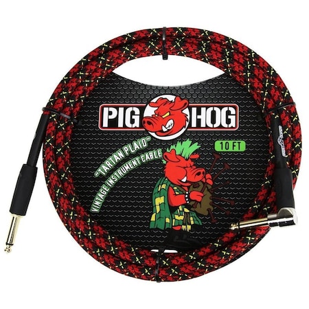Pig Hog ''Tartan Plaid'' Woven Jacket Tour Grade Instrument Cable, 10-foot Right Angle PCH10PLR