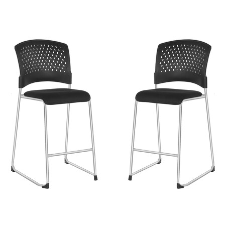 Office Star Products 886 Series Tall Stacking Visitor Chairs, Freeflex Coal 88657C2-30