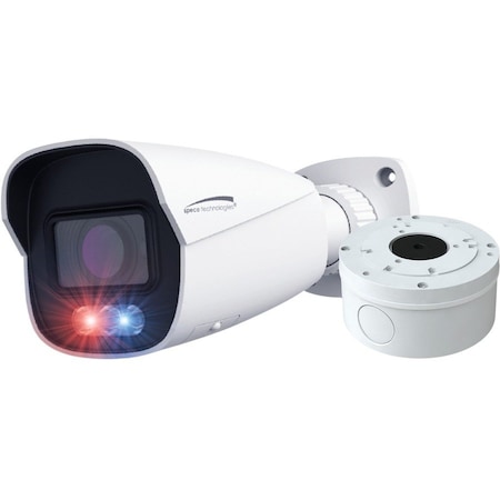 Speco Technologies 4MP AI IP Bullet Camera with Digital Deterrent, 2.8-12mm motorized lens, White, NDAA, Junc Box O4BDD1M