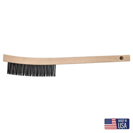 Gornell Brush Large Scratch Brush - Wood Handle, Black Tempered Wire, 3-Row 193