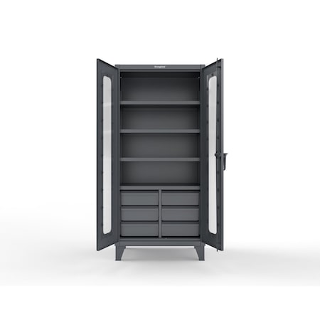 Strong Hold 12 GA Extreme Duty Clear View Cabinet with Half-Width Drawers 36-LD-244-6/5DB