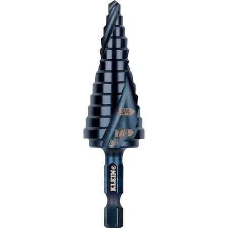 Klein Tools Step Drill Bit, Flute, 3/16 to 7/8-Inch QRST14