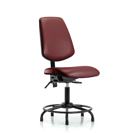 Blue Ridge Ergonomics Vinyl Chair, Desk, Round Tube Base, Med Back, Tilt, Glides, Borscht BR-VDHCH-MB-RT-T1-A0-RG-8815