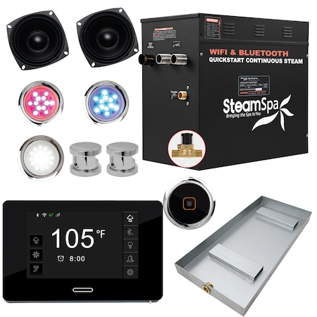 Steamspa Black Series Bluetooth 12kW Bath Generator in Polished Chrome BKT1200CH-A