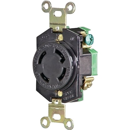 Eaton Wiring Devices Locking Receptacle, L14-30R, 30 A, 125/250V AC, 3 Pole, Black L1430R